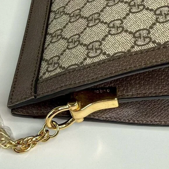 Gucci GG Logo Supreme Large Ophidia Shoulder Bag with Red & Green Stripes - Picture 7 of 9